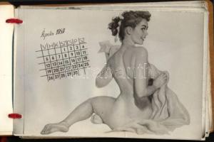 1959 Erotikus tárcanaptár, 7×10 cm