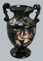 Bertalan Korond 1942 váza, táncoló pár díszítéssel, sérüléssel, m: 19 cm