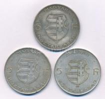 1947. 5Ft Ag "Kossuth" (3x) T:XF,VF patina, korábbi tisztításból származó felületi karcok Adamo F8.1