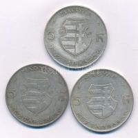 1947. 5Ft Ag "Kossuth" (3x) T:XF,VF patina, korábbi tisztításból származó felületi karcok Adamo F8.1