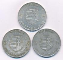 1947. 5Ft Ag "Kossuth" (3x) T:XF,VF patina, korábbi tisztításból származó felületi karcok Adamo F8.1