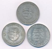 1947. 5Ft Ag "Kossuth" (3x) T:XF,VF patina, korábbi tisztításból származó felületi karcok Adamo F8.1