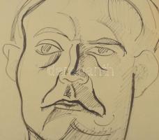 Rafael Győző Viktor (1900-1981): Férfiportré, Párizs, 1920. Tus, papír, jelzett. Üvegezett fakeretbe...