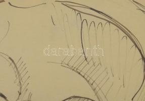 Rafael Győző Viktor (1900-1981): Férfiportré, Párizs, 1920. Tus, papír, jelzett. Üvegezett fakeretbe...