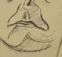 Rafael Győző Viktor (1900-1981): Férfiportré, Párizs, 1920. Tus, papír, jelzett. Üvegezett fakeretbe...