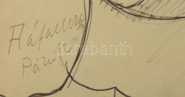 Rafael Győző Viktor (1900-1981): Férfiportré, Párizs, 1920. Tus, papír, jelzett. Üvegezett fakeretbe...