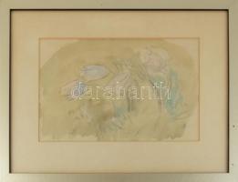 Bernáth Aurél (1895-1982): Tulipánok, 1930 körül. Tus, papír, jelzett. Hátoldalán londoni képkeretez...