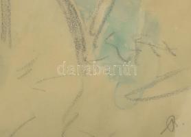 Bernáth Aurél (1895-1982): Tulipánok, 1930 körül. Tus, papír, jelzett. Hátoldalán londoni képkeretez...