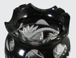 Vörösen pácolt ólomkristály váza, hibátlan, m: 22 cm