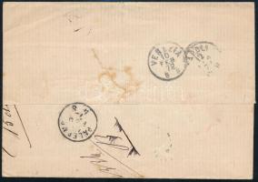 1872 Levél Réznyomat 5kr + 10kr bérmentesítéssel Palermo-ba küldve "PEST DÉLKELET VASP." /...