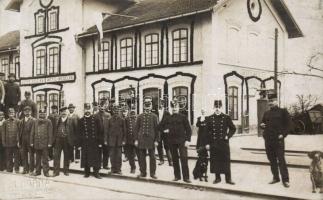 Votice-Veselka (Wotic-Weselka) Railway Station with railwaymen photo