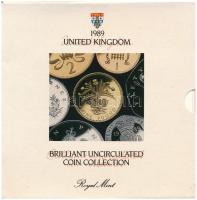 Egyesült Királyság 1989. 1p - 1P (7xklf) forgalmi sor szettben karton dísztokban T:BU United Kingdom 1989. 1 Penny - 1 Pound (7xdiff) coin set in decorative cardboard case C:BU