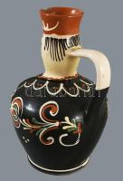 Miska kancsó. Mázas kerámia, kézzel festett, jelzett, apró pattogzással 24 cm