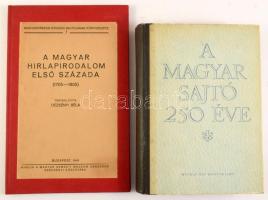 2 db - Dezsényi-Nemes: A magyar sajtó 250 éve. I. kötet. Bp., 1954, Művelt Nép. + Dezsényi Béla: A magyar hírlapirodalom első százada (1705-1805). Bp., 1941. Kötetenként változó kötésben és állapotban.
