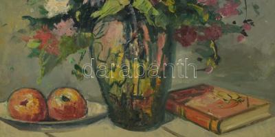 Benedek György (1934-): Csendélet festménnyel. Olaj, vászon. Jelzett. Fakeretben, 60×50 cm