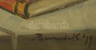 Benedek György (1934-): Csendélet festménnyel. Olaj, vászon. Jelzett. Fakeretben, 60×50 cm