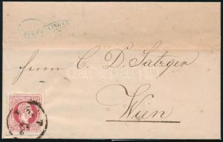 1867 Komplett levél 5kr díjjegyes kivágással bérmentesítve "PEST" - "WIEN" Certificate: Puschmann