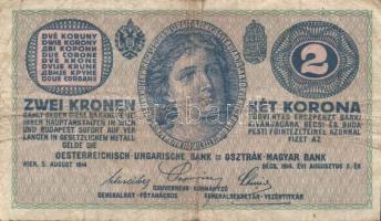 Ausztria/Osztrák-magyar Bank 1914. 2K (10x) közte vastag "C"-vel is T:III,III-