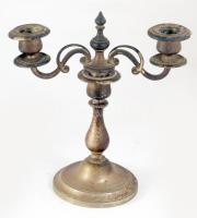 cca 1910 Kétrészes kétágú gyertyatartó pár, m: 21 cm