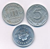 1950-1960 k. "Lottó" 3xklf Al zseton T:AU-F