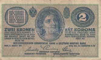 Ausztria/Osztrák-magyar Bank 1914. 2K (10x) közte vastag "C"-vel is T:III,III-