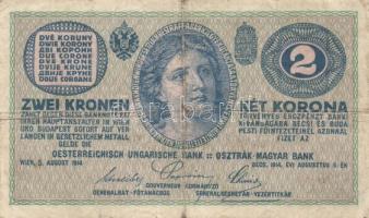 Ausztria/Osztrák-magyar Bank 1914. 2K (10x) közte vastag "C"-vel is T:III,III-