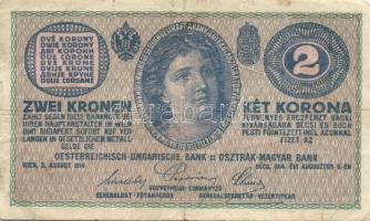 Ausztria/Osztrák-magyar Bank 1914. 2K (10x) közte vastag "C"-vel is T:III,III-