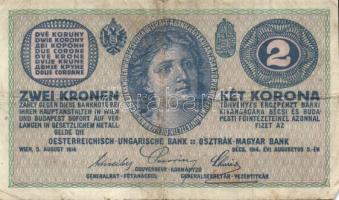 Ausztria/Osztrák-magyar Bank 1914. 2K (10x) közte vastag "C"-vel is T:III,III-