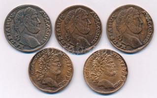 Vegyes 5db-os, Britannia Provinciában használt római bronz érmék utánveretei tétel, "MEKU"...