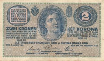 Ausztria/Osztrák-magyar Bank 1914. 2K (10x) legtöbb vastag "C"-vel T:II-,III,III-