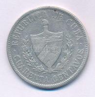 Kuba 1915. 40c Ag T:VF ph.
Cuba 1915. 40 Centavos Ag C:VF edge error
Krause KM#14.1