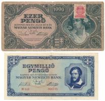 1945. 1000P alacsony "F 352 000171" sorszámmal + 1.000.000P alacsony "N 448 000175" sorszámmal T:XF,VG