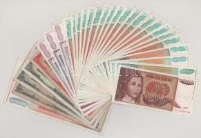Jugoszlávia 29db-os bankjegy tétel, közte 1993. 1.000.000.000D T:F, közte kevés VG Yugoslavia 29pcs of banknotes lot, including 1993. 1.000.000.000 Dinara C:F with few VG