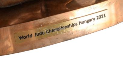 Fodor Lengyel Zoltán: (1963-): Tomoe Nage. Bronz, talapzaton, jelzés nélkül, 24x25 cm