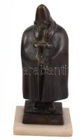 cca 1920 Háberl jelzéssel: Búsuló juhász, patinázott bronz, m: 21,5 cm