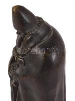 cca 1920 Háberl jelzéssel: Búsuló juhász, patinázott bronz, m: 21,5 cm