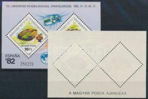 1982 Labdarúgó VB (IV.) - Spanyolország sima + ajándék blokk, hátoldalán "A Magyar Posta ajándéka" felirattal (33.000)