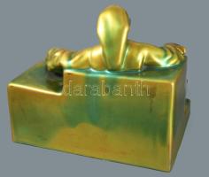 Zsolnay kisplasztika - Anonymus. Eozin mázakkal fedett finomfajansz, cca 1920-1930, terv.: Ligeti Mi...