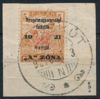 Nyugat-Magyarország II. 1921 Arató 5f kivágáson, nagyon ritka "BÜDÖSKÚT" bélyegzéssel, Bod...