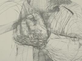 Szalay Lajos (1909-1995): Jelenet. Ofszetnyomat, papír, jelzett a nyomaton, számozott (2/100), üvege...