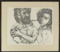 Szalay Lajos (1909-1995): Páros. Ofszetnyomat, papír, jelzett a nyomaton, számozott (2/100), üvegezett fakeretben, 40×46 cm