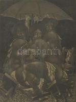 Tot, Amerigo (1909-1984): Artisták. Mezzotinto, papír, jelzett és datált (Tot 80), számozott (42/100). Üvegezett fakeretben, 40x30 cm