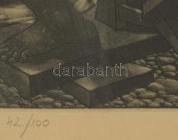 Tot, Amerigo (1909-1984): Artisták. Mezzotinto, papír, jelzett és datált (Tot 80), számozott (42/100...