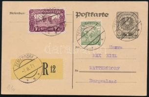 Nyugat-Magyarország 1921 Osztrák díjjegyes levelezőlap magyar és osztrák vegyes díjkiegészítéssel / ...