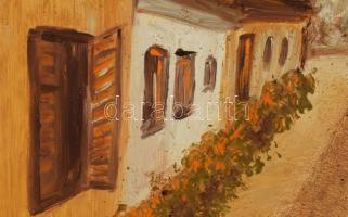 Losonci Lilla (1930 -): Utcarészlet. Olaj, farost, jelzett. Dekoratív, kissé sérült fakeretben. 40x3...
