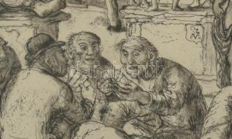 Szabó Vladimír (1905-1991): Játék. Rézkarc, papír, jelzett. Üvegezett fakeretben, 18×24 cm