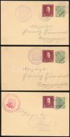 1917 3 db Díjkiegészített díjjegyes levelezőlap / PS-cards "EP ALESSIO (LESCH) a", "E...