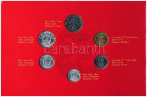 Kína 1984-2006. 1f-1Y (6xklf) forgalmi összeállítás + 1999. 1Y bankjegy, karton díszcsomagolásban T:...