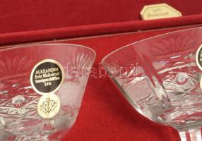 Alexander 24% ólomkristály talpas italos pohár szett, bársonybevonatú díszdobozban, poharak m: 9,5 c...