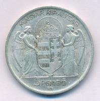 1939. 5P Ag "Horthy balra" enyhén hajas T:XF patina Adamo P8.2
